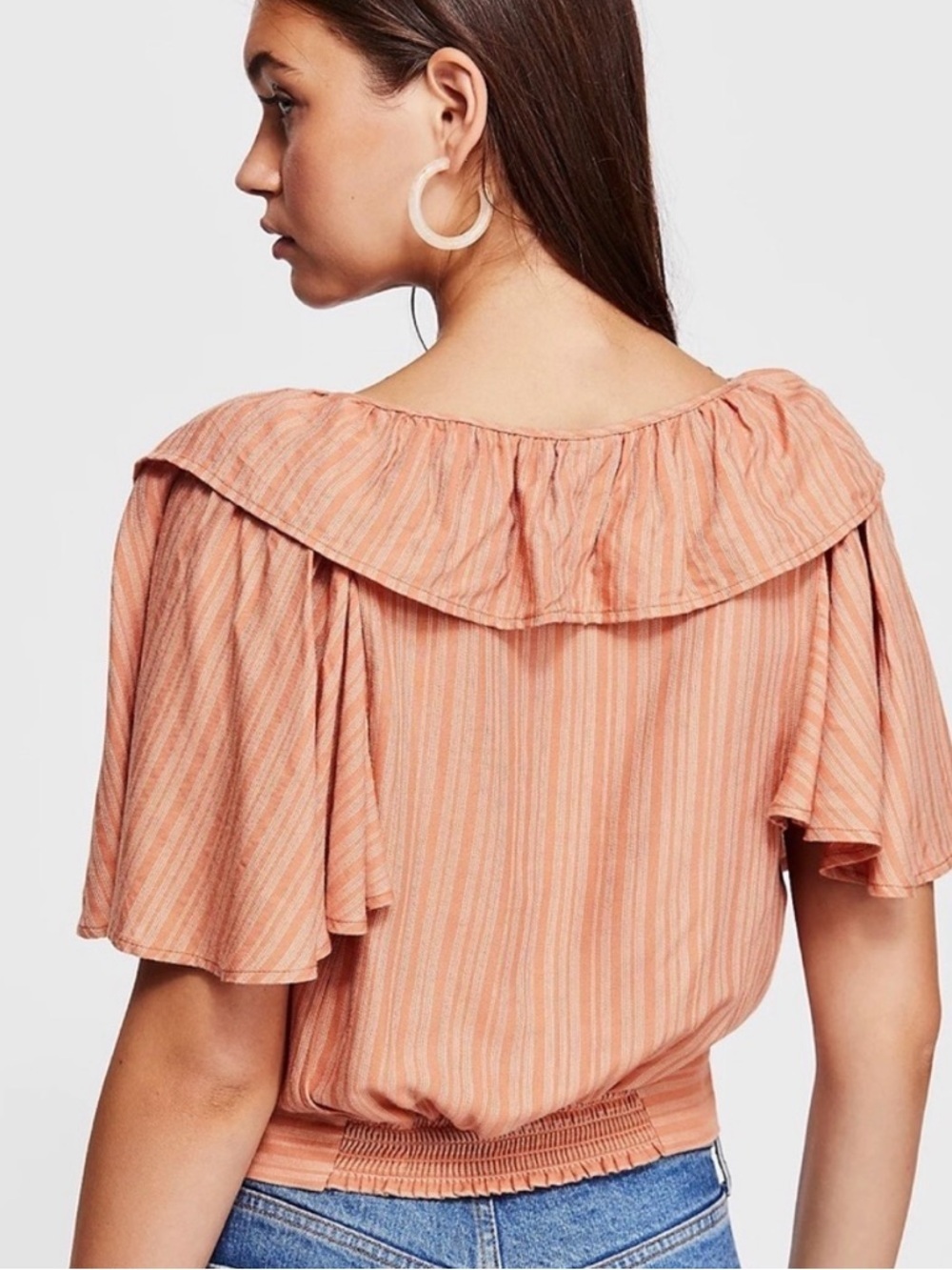 Free People Rosemary Ruffle Tie-Waist Blouse Size Medium - Picture 3 of 9